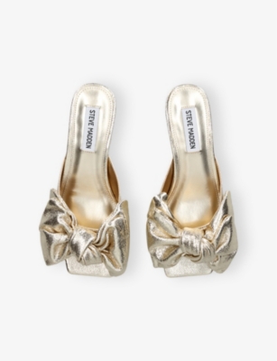 STEVE MADDEN: Kit Bow Metallic-Leather Mules