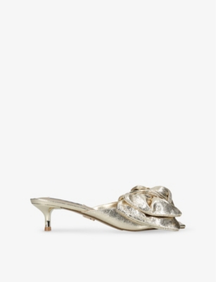 STEVE MADDEN: Kit Bow Metallic-Leather Mules