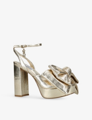 STEVE MADDEN: Lively Bow-Embellished Heeled Faux-Leather Sandals