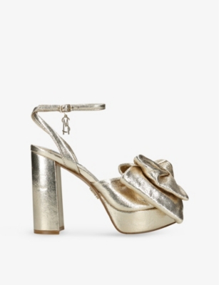 STEVE MADDEN: Lively Bow-Embellished Heeled Faux-Leather Sandals