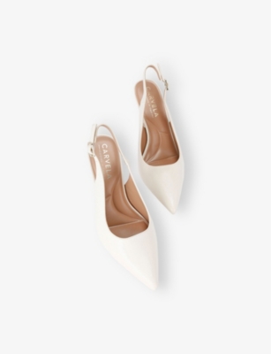 CARVELA WOMENS CARVELA CORLETTA SLINGBACK LOGO-EMBELLISHED WOVEN HEELED COURTS 