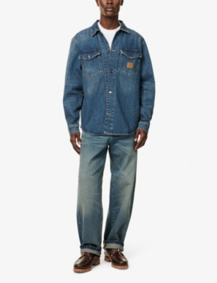 CARHARTT MENS LINCOLN FLAP-POCKET DENIM SHIRT MID BLUE