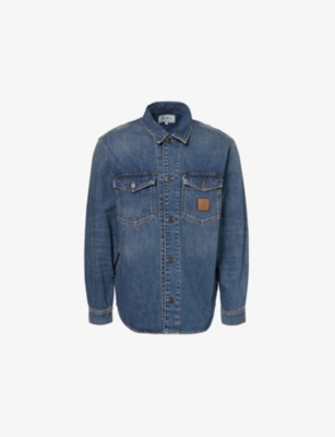 CARHARTT MENS LINCOLN FLAP-POCKET DENIM SHIRT MID BLUE