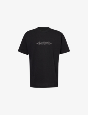 Mens Carhartt WIP Brand-Print Crewneck Cotton-Jersey T-Shirt