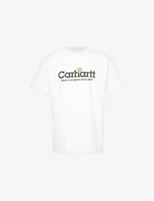 CARHARTT MENS WHITE SCRIPT CREWNECK COTTON-JERSEY T-SHIRT