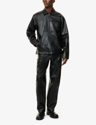CARHARTT IP MENS BLACK DETROIT REGULAR-FIT FAUX-LEATHER JACKET