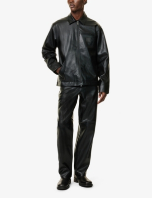 CARHARTT MENS BLACK DETROIT REGULAR-FIT FAUX-LEATHER JACKET