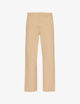 Mens Carhartt WIP Brand-Patch Straight-Leg Regular-Fit Cotton-Canvas Trousers
