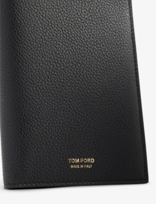 Tom Ford Brand-foiled Leather Passport Holder Black In Black