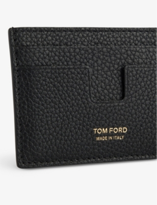 Tom Ford Mens Black Money-clip Leather Card Holder In Black