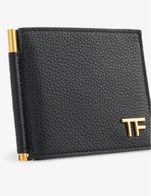 Tom Ford Mens Black Clip Leather Wallet In Black