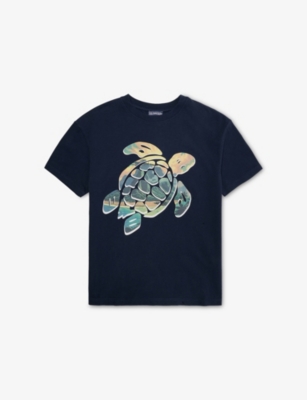 VILEBREQUIN: Turtle-Print Cotton T-Shirt 4-14 Years