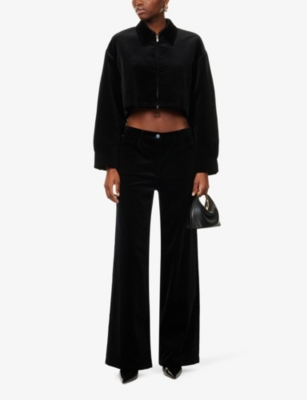 THEORY: Velvet-texture collar regular-fit stretch-cotton jacket