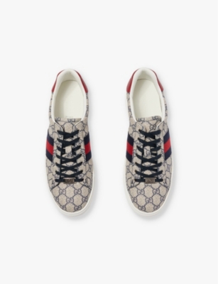 GUCCI MENS BEIGE BLUE RED ACE SUPREME CANVAS TRAINERS EUR 41 / 7 UK 
