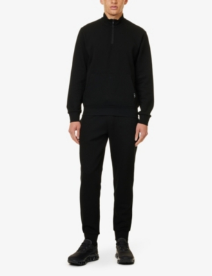 EMPORIO ARMANI: Drawstring-waistband tapered-leg relaxed-fit stretch-woven jogging bottoms