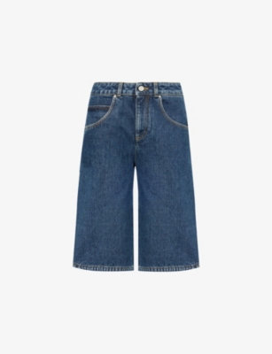 GIVENCHY: Curved-Side Mid-Wash Denim Shorts