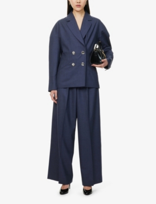 GIVENCHY: Pleated Wide-Leg Wool Trousers