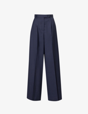 GIVENCHY: Pleated Wide-Leg Wool Trousers