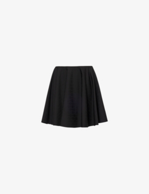GIVENCHY: Pleated monogram wool mini skirt