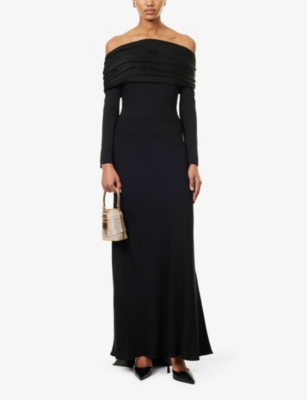 GIVENCHY: Bow-embellishment off-shoulder stretch-woven midi dress