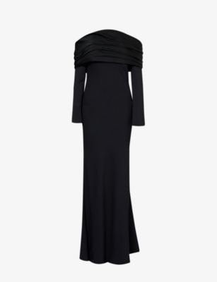 GIVENCHY: Bow-embellishment off-shoulder stretch-woven midi dress