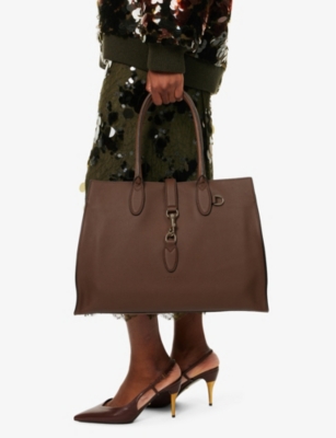 GUCCI: Jackie hook-closure large leather tote bag