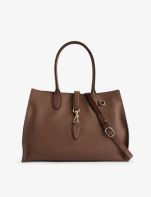 GUCCI: Jackie hook-closure large leather tote bag