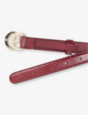 Gucci Womens Rosso Ancora Plutone Leather Belt In Burgundy