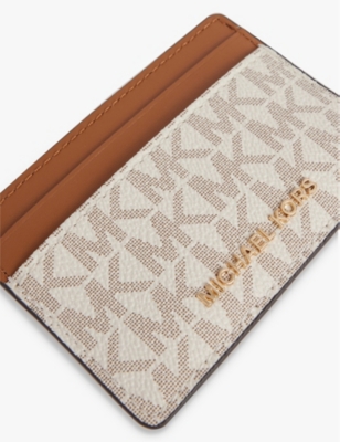 MICHAEL MICHAEL KORS WOMENS VANILLA JET SET CHARM MONOGRAM FAUX-LEATHER CARD HOLDER 