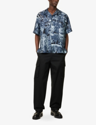 GIVENCHY: Logo-embellished relaxed-fit woven bowling shirt