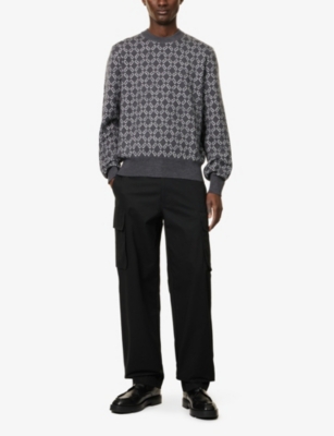 GIVENCHY: Monogram logo-pattern knitted wool-blend jumper