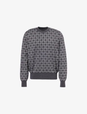 GIVENCHY: Monogram logo-pattern knitted wool-blend jumper