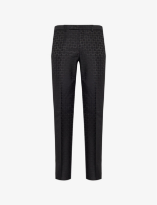 GIVENCHY: 4G-Logo Straight-Leg Wool and Silk-Blend Trousers