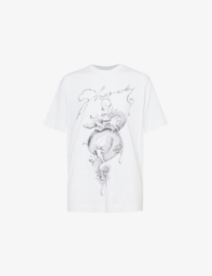Shop Givenchy Mens Graphic-print Regular-fit Cotton T-shirt White
