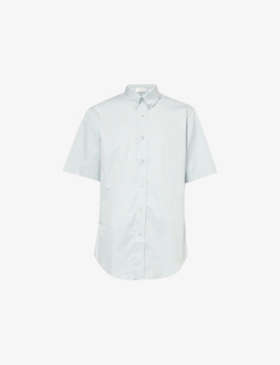 GIVENCHY: Monogram Short-Sleeves Relaxed-Fit Cotton-Poplin Shirt