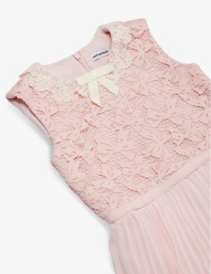 SELF PORTRAIT: Pleated lace-trim woven dress 3-12 years