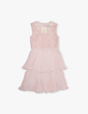 SELF PORTRAIT: Pleated lace-trim woven dress 3-12 years