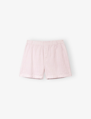 The White Company S Relaxed-fit Striped Cotton Pyjama Shorts Pinkstripe Xs In Pink