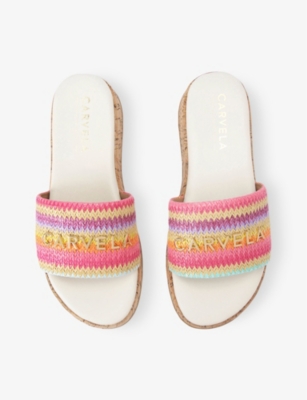 Carvela Womens  Cloud Stripe Logo-badge Woven Slides In Mult/other
