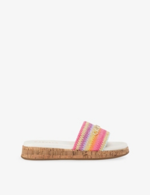 Carvela Womens  Cloud Stripe Logo-badge Woven Slides In Mult/other