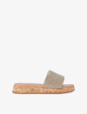 CARVELA WOMENS GOLD COMB CLOUD EMBELLISHED FLAT WOVEN SLIDES EUR 41 / 8 UK 