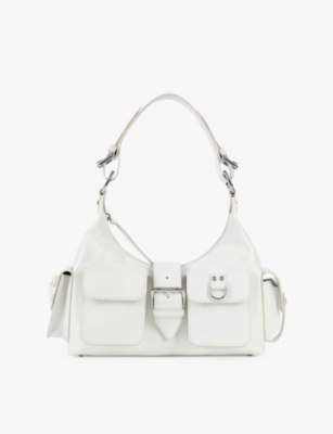 Shop The Kooples Womens Amelia Leather Shoulder Bag Whit In White