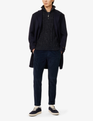 ELEVENTY: Cable-knit half-zip stretch wool and cashmere jumper
