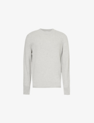 Shop Eleventy Mens  Crewneck Long-sleeve Wool And Cashmere Jumper In Light Melange Grey