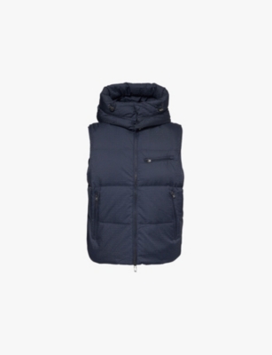 Mens Emporio Armani Brand-Print Hooded Regular-Fit Shell-Down Gilet