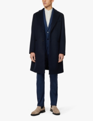 EMPORIO ARMANI: Single-breasted notch-lapels regular-fit wool-blend coat