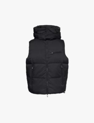 Mens Emporio Armani Hooded Zip-Pockets Regular-Fit Hooded Shell-Down Gilet