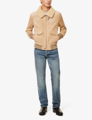 TOM FORD: Contrast-Collar Flap-Pocket Regular-Fit Suede Jacket