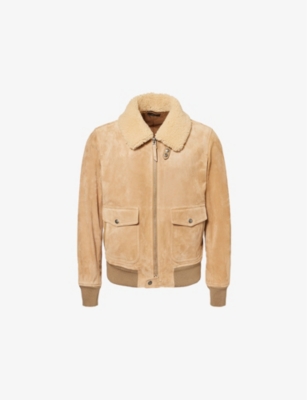 TOM FORD: Contrast-Collar Flap-Pocket Regular-Fit Suede Jacket