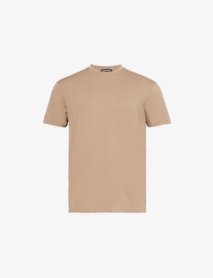 TOM FORD: Brand-embroidery short-sleeves relaxed-fit woven-blend T-shirt
